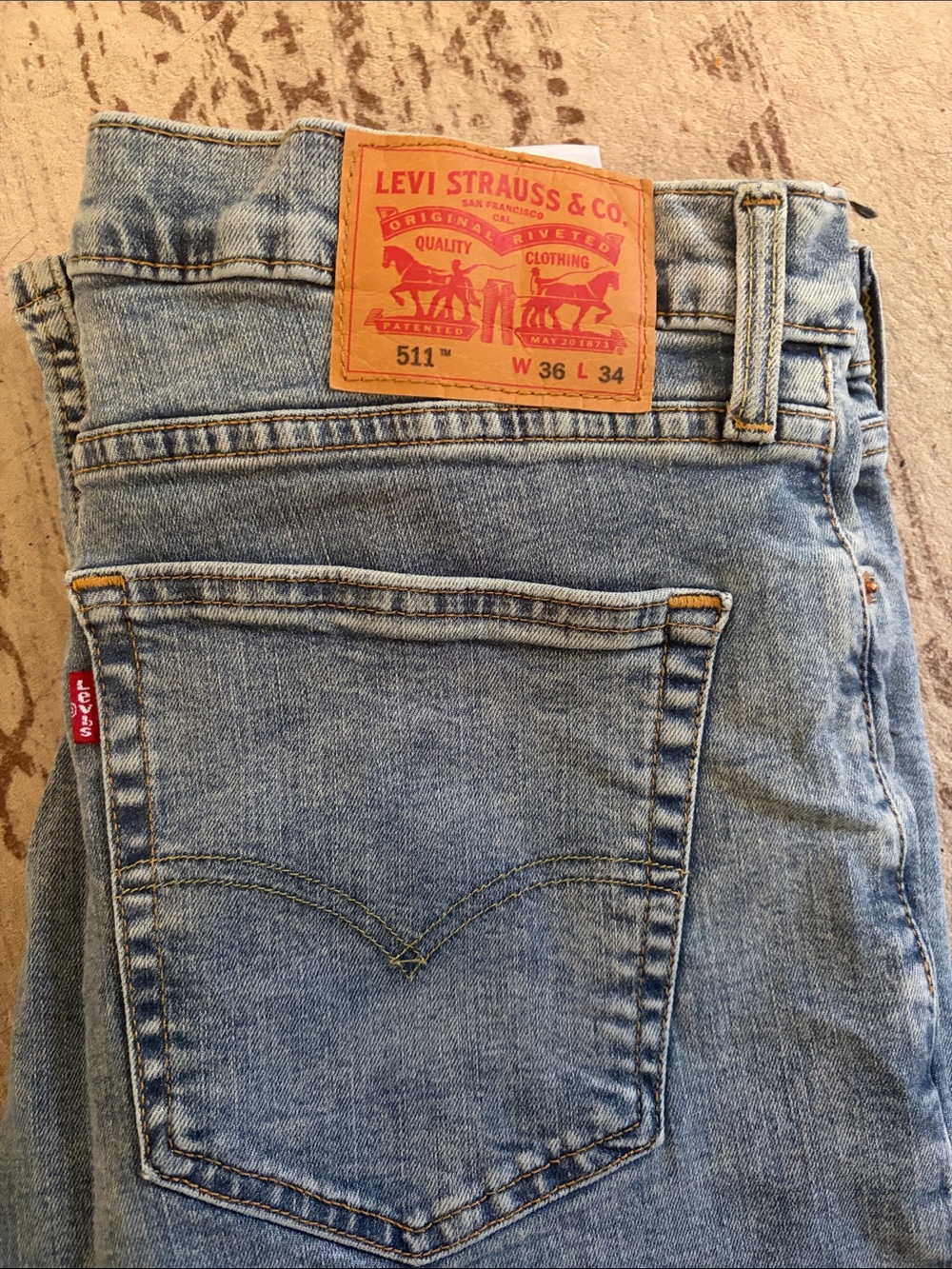Levi's Light Blue Denim 511 Jeans with Leather Patch